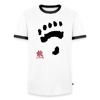 tatze_kuma + Kanji - Men's Ringer Shirt - white/black - Front - AI Model Female 172 light (172cm) & AI Model Male 178 dark (178cm)