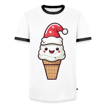 Eis Weihnachten Lecker - Männer Kontrast-T-Shirt - Weiß/Schwarz - Vorne - AI Model Female 172 light (172cm) & AI Model Male 178 dark (178cm)