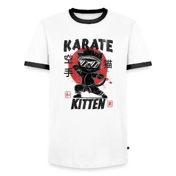 Karate Kittens - Men's Ringer Shirt - white/black - Front - AI Model Female 172 light (172cm) & AI Model Male 178 dark (178cm)