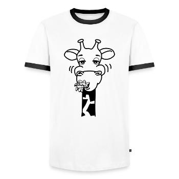 Girafe manger cool drôle comique de la faim - T-shirt contrasté Homme - blanc/noir - Devant - AI Model Female 172 light (172cm) & AI Model Male 178 dark (178cm)