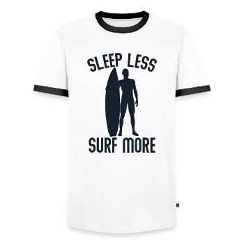 Dormir moins surfer plus - T-shirt contrasté Homme - blanc/noir - Devant - AI Model Female 172 light (172cm) & AI Model Male 178 dark (178cm)
