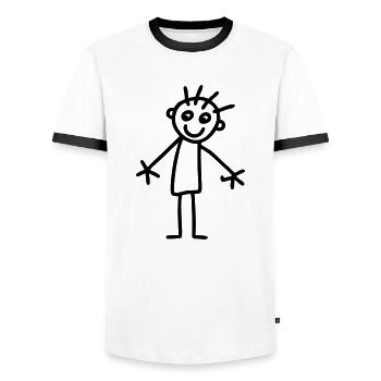 Strichmännchen Kinderzeichnung - Männer Kontrast-T-Shirt - Weiß/Schwarz - Vorne - AI Model Female 172 light (172cm) & AI Model Male 178 dark (178cm)