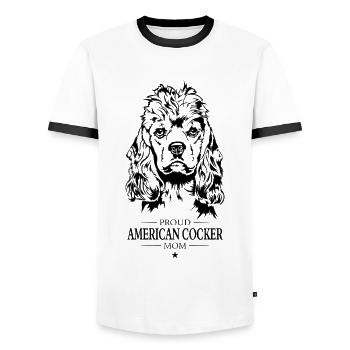 American Cocker Maman Chiens Cocker Spaniel Wilsigns - T-shirt contrasté Homme - blanc/noir - Devant - AI Model Female 172 light (172cm) & AI Model Male 178 dark (178cm)