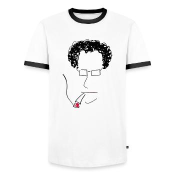 SMOKE BRAIN HPSTR - Männer Kontrast-T-Shirt - Weiß/Schwarz - Vorne - AI Model Female 172 light (172cm) & AI Model Male 178 dark (178cm)