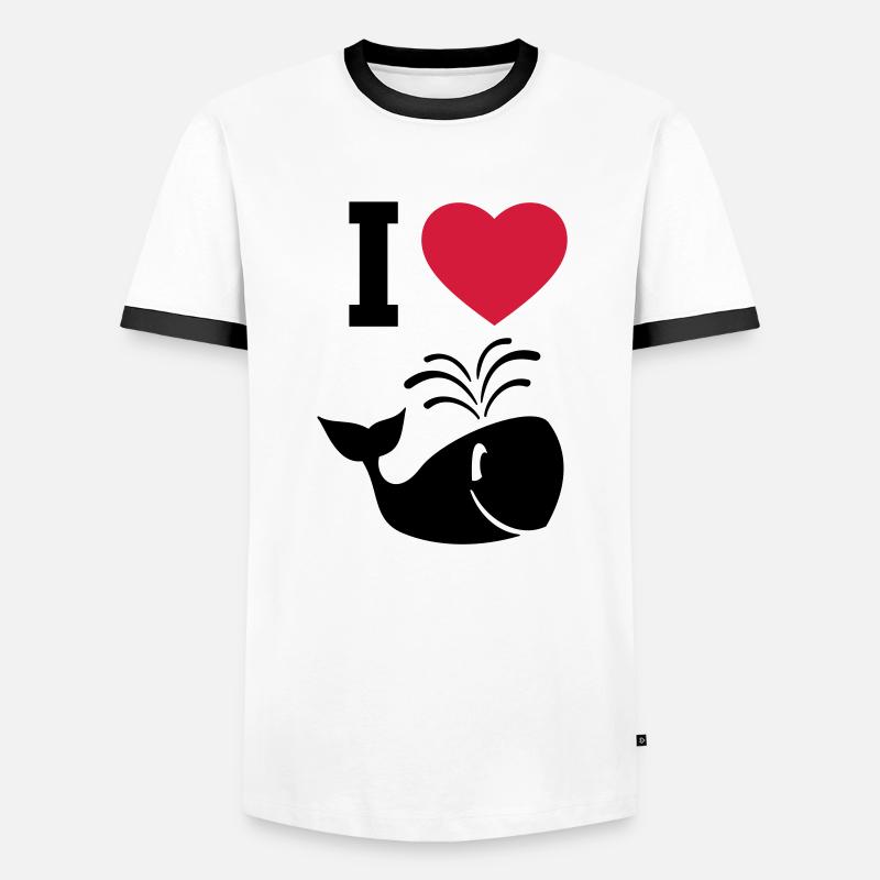 Wal - Männer Kontrast-T-Shirt - Weiß/Schwarz