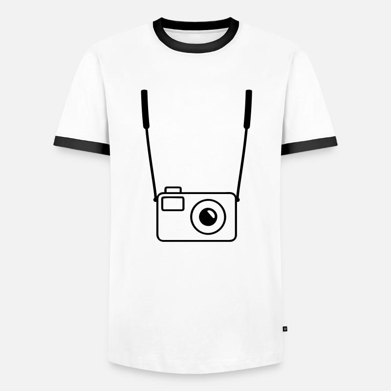 camera - Men's Ringer Shirt - white/black