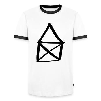 the house - Men's Ringer Shirt - white/black - Front - AI Model Female 172 light (172cm) & AI Model Male 178 dark (178cm)