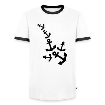 Anchor pattern line - Men's Ringer Shirt - white/black - Front - AI Model Female 172 light (172cm) & AI Model Male 178 dark (178cm)