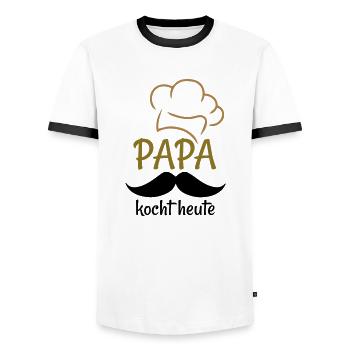Papa kocht heute - Männer Kontrast-T-Shirt - Weiß/Schwarz - Vorne - AI Model Female 172 light (172cm) & AI Model Male 178 dark (178cm)