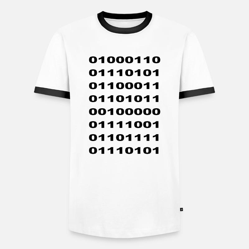 "Fuck You" Binary - Men's Ringer Shirt - white/black