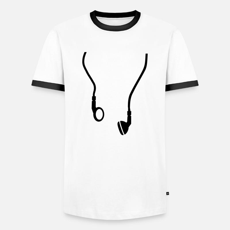 Kopfhörer - Männer Kontrast-T-Shirt - Weiß/Schwarz