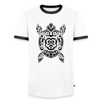 Tribal sea turtle - T-shirt contrasté Homme - blanc/noir - Devant - AI Model Female 172 light (172cm) & AI Model Male 178 dark (178cm)