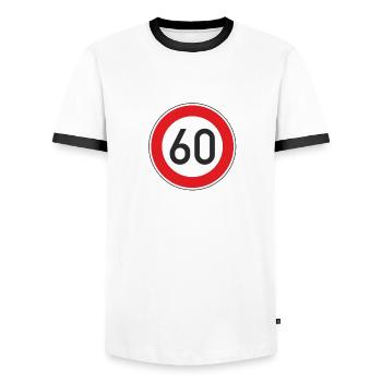 60th birthday - Men's Ringer Shirt - white/black - Front - AI Model Female 172 light (172cm) & AI Model Male 178 dark (178cm)