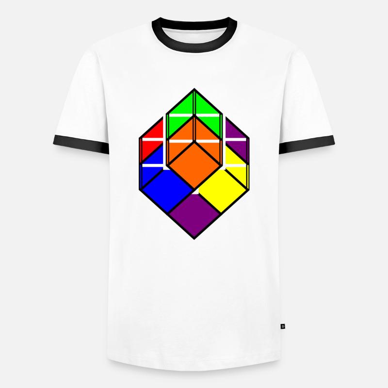 MagicCube - Männer Kontrast-T-Shirt - Weiß/Schwarz