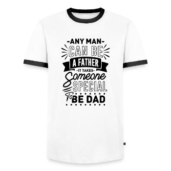 N’importe quel homme peut être il faut quelqu’un de spécial pour être papa - T-shirt contrasté Homme - blanc/noir - Devant - AI Model Female 172 light (172cm) & AI Model Male 178 dark (178cm)