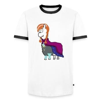Anna Lama - Männer Kontrast-T-Shirt - Weiß/Schwarz - Vorne - AI Model Female 172 light (172cm) & AI Model Male 178 dark (178cm)