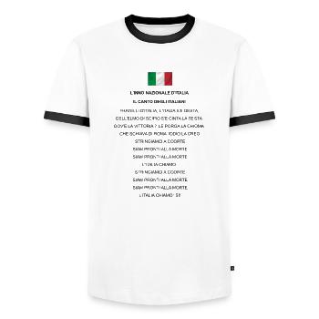 L'INNO NAZIONALE D'ITALIA: IL CANTO DEGLI ITALIANI - Men's Ringer Shirt - white/black - Front - AI Model Female 172 light (172cm) & AI Model Male 178 dark (178cm)