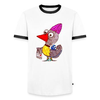TV ist scheiße - Männer Kontrast-T-Shirt - Weiß/Schwarz - Vorne - AI Model Female 172 light (172cm) & AI Model Male 178 dark (178cm)