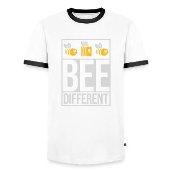 bee different saying quote - Men's Ringer Shirt - white/black - Front - AI Model Female 172 light (172cm) & AI Model Male 178 dark (178cm)