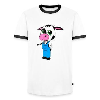 Glücklicher Culf. - Männer Kontrast-T-Shirt - Weiß/Schwarz - Vorne - AI Model Female 172 light (172cm) & AI Model Male 178 dark (178cm)