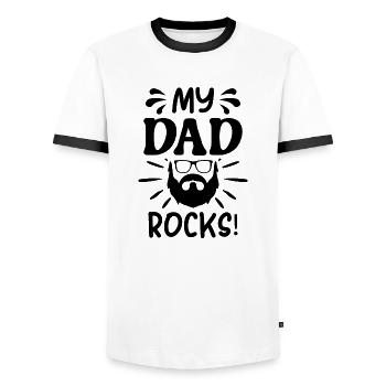 My Dad rocks! - Men's Ringer Shirt - white/black - Front - AI Model Female 172 light (172cm) & AI Model Male 178 dark (178cm)