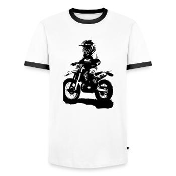 MOTORCYCLE CHILD - Men's Ringer Shirt - white/black - Front - AI Model Female 172 light (172cm) & AI Model Male 178 dark (178cm)