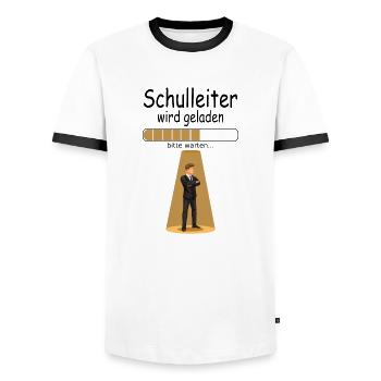 Neuen Amtseinführung Schulleiter wird geladen - Männer Kontrast-T-Shirt - Weiß/Schwarz - Vorne - AI Model Female 172 light (172cm) & AI Model Male 178 dark (178cm)