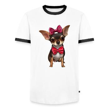 Chihuahua Dog Chihuahua Puppy Dog Owner Dogs - Men's Ringer Shirt - white/black - Front - AI Model Female 172 light (172cm) & AI Model Male 178 dark (178cm)