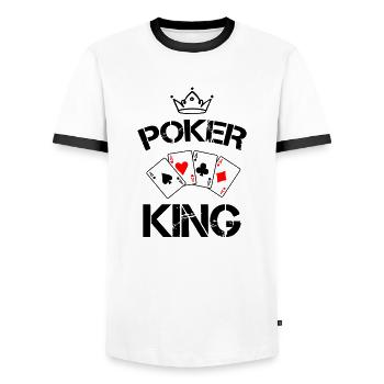 Roi du poker 1 - T-shirt contrasté Homme - blanc/noir - Devant - AI Model Female 172 light (172cm) & AI Model Male 178 dark (178cm)