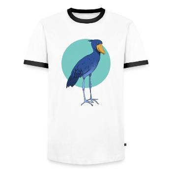 Shoebill Bird Ornithologist Forest I Gift - Men's Ringer Shirt - white/black - Front - AI Model Female 172 light (172cm) & AI Model Male 178 dark (178cm)