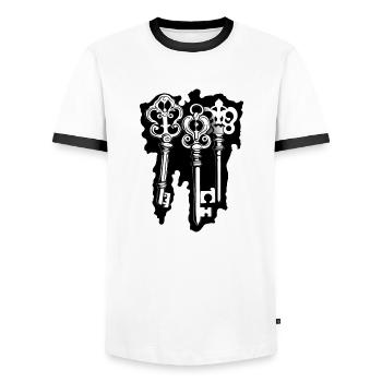 Key / Lock / Locked / Security - Men's Ringer Shirt - white/black - Front - AI Model Female 172 light (172cm) & AI Model Male 178 dark (178cm)
