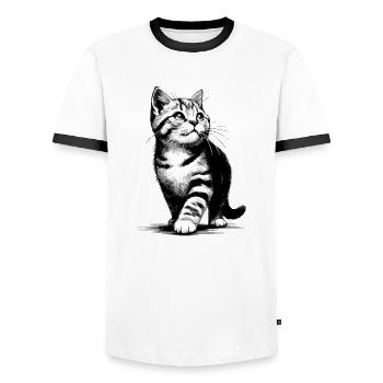 Adorable Kitten Pawsitively Charming Pet Lover - Men's Ringer Shirt - white/black - Front - AI Model Female 172 light (172cm) & AI Model Male 178 dark (178cm)