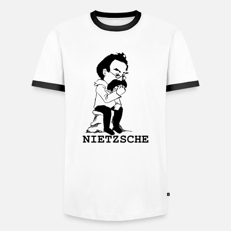 Nietzsche - Männer Kontrast-T-Shirt - Weiß/Schwarz