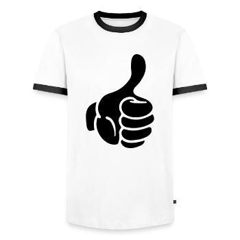 pouce de la main comme comique - T-shirt contrasté Homme - blanc/noir - Devant - AI Model Female 172 light (172cm) & AI Model Male 178 dark (178cm)