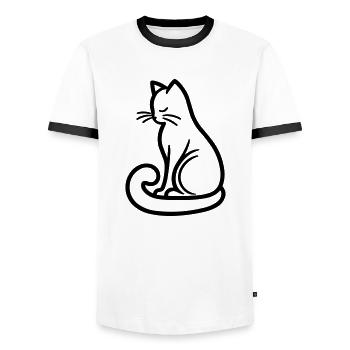 Chat - T-shirt contrasté Homme - blanc/noir - Devant - AI Model Female 172 light (172cm) & AI Model Male 178 dark (178cm)