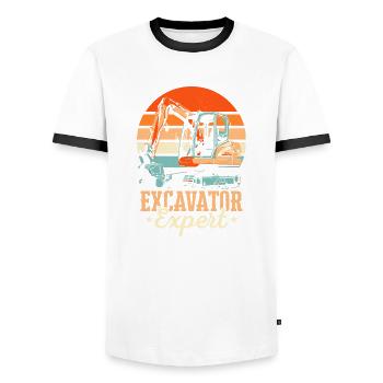 Excavator Expert Operator Heavy Equipment - Men's Ringer Shirt - white/black - Front - AI Model Female 172 light (172cm) & AI Model Male 178 dark (178cm)