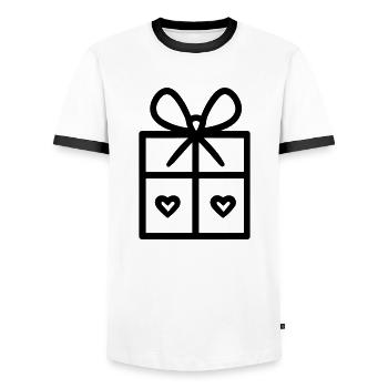 Geschenk-Icon-Box - Männer Kontrast-T-Shirt - Weiß/Schwarz - Vorne - AI Model Female 172 light (172cm) & AI Model Male 178 dark (178cm)