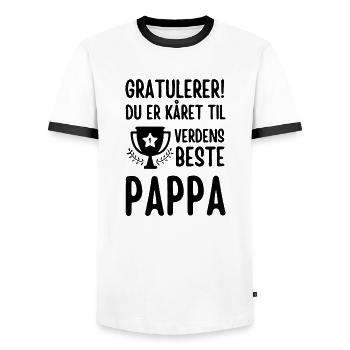 Félicitations, tu as été élu meilleur papa du monde - T-shirt contrasté Homme - blanc/noir - Devant - AI Model Female 172 light (172cm) & AI Model Male 178 dark (178cm)