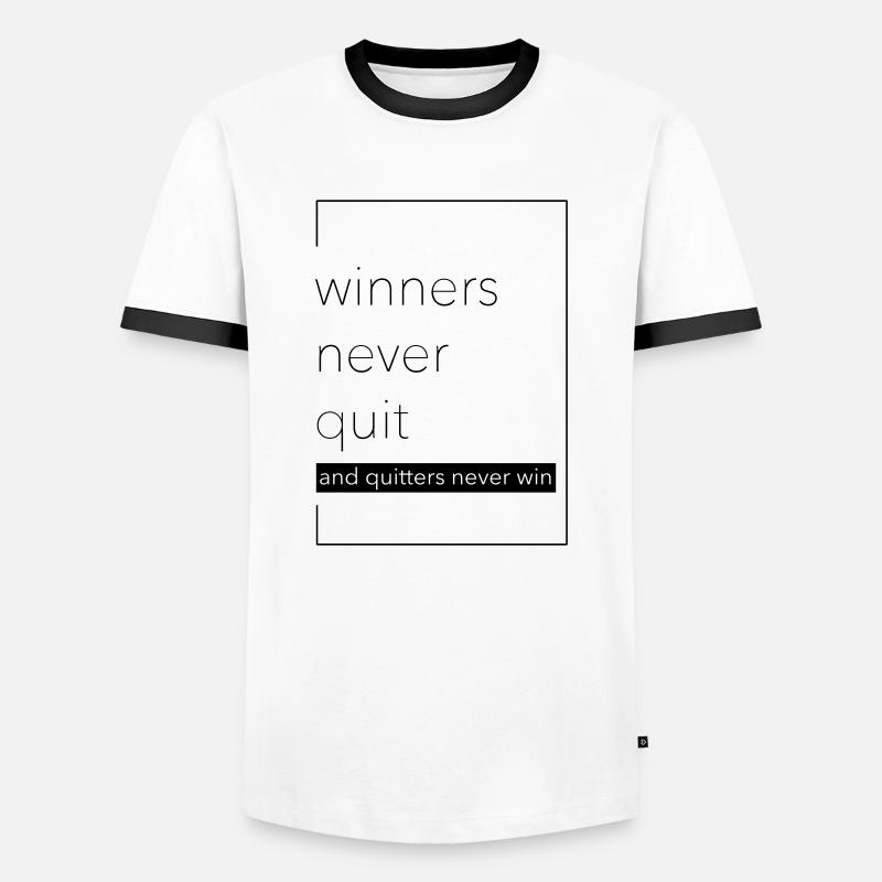 winner never quit - Männer Kontrast-T-Shirt - Weiß/Schwarz