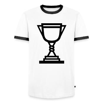 trophy - Men's Ringer Shirt - white/black - Front - AI Model Female 172 light (172cm) & AI Model Male 178 dark (178cm)