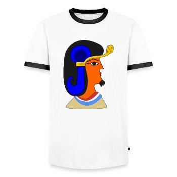 Egyptian Male Portrait - Men's Ringer Shirt - white/black - Front - AI Model Female 172 light (172cm) & AI Model Male 178 dark (178cm)
