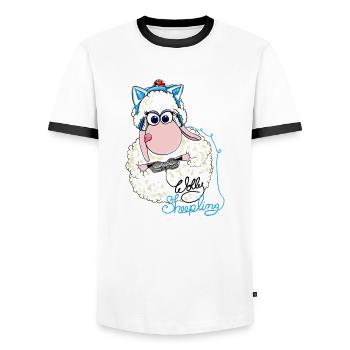 Wolly Sheepling gambles - Men's Ringer Shirt - white/black - Front - AI Model Female 172 light (172cm) & AI Model Male 178 dark (178cm)