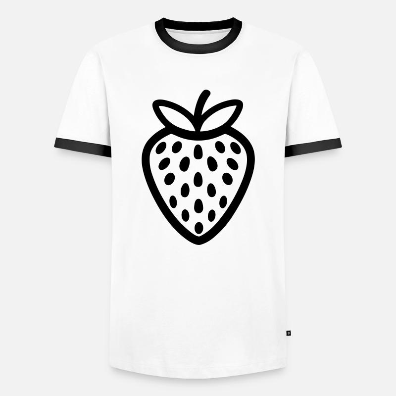 Erdbeere - Männer Kontrast-T-Shirt - Weiß/Schwarz