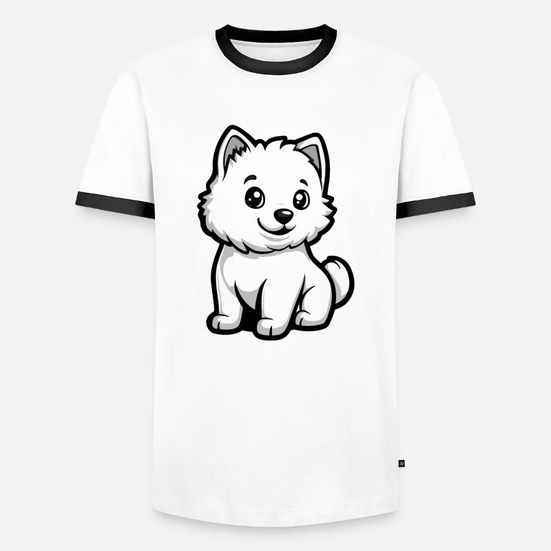 Samoyed Dog Comic Cute - Men's Ringer Shirt - white/black