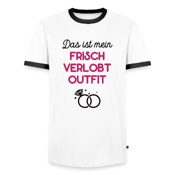 Frisch Verlobt Outfit Verlobung JGAS Verloben - Männer Kontrast-T-Shirt - Weiß/Schwarz - Vorne - AI Model Female 172 light (172cm) & AI Model Male 178 dark (178cm)