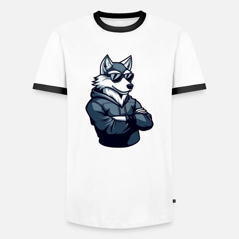 Wolf Cool - Men's Ringer Shirt - white/black