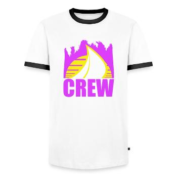 Crew Member Sailing Sun Logo Team Member - Men's Ringer Shirt - white/black - Front - AI Model Female 172 light (172cm) & AI Model Male 178 dark (178cm)