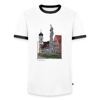 Wallerstein // Illustration - Männer Kontrast-T-Shirt - Weiß/Schwarz - Vorne - AI Model Female 172 light (172cm) & AI Model Male 178 dark (178cm)