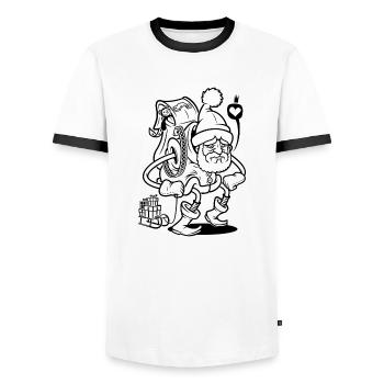Xmas Man - Men's Ringer Shirt - white/black - Front - AI Model Female 172 light (172cm) & AI Model Male 178 dark (178cm)