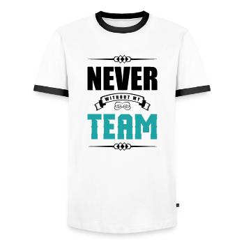 never without my team 2 - Men's Ringer Shirt - white/black - Front - AI Model Female 172 light (172cm) & AI Model Male 178 dark (178cm)